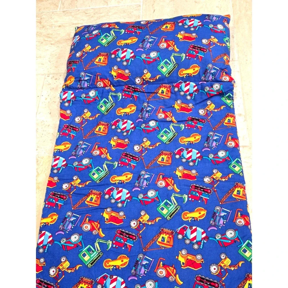 Handmade Nap‎ Mat Built-in Pillow Kids Toddlers Construction Trucks Roll Up